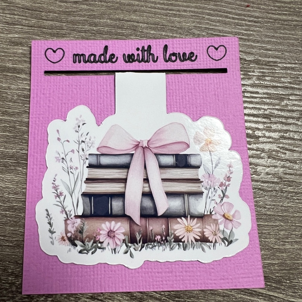 Pink Bow Book Stack Magnetic Bookmark | Cottagecore Reader Gift